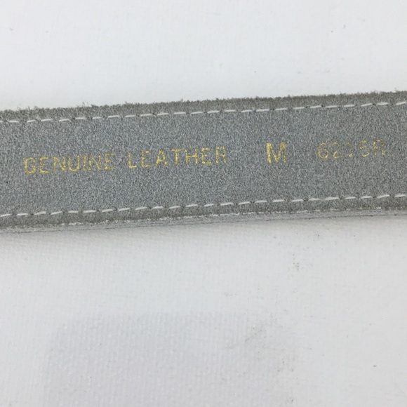 Vintage White Leather Skinny Belt Women\'s Size M Oval Distressed Silver Buckle main image 8